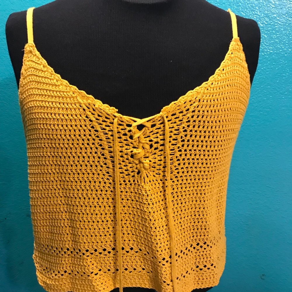 Net yellow crop top